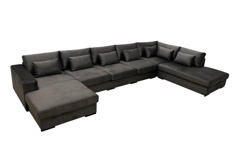 Grande 6-sits U-Soffa med Divan Vänster - Mörkgrå Sammet - Products - Möbler - Soffa - Sammetssoffa