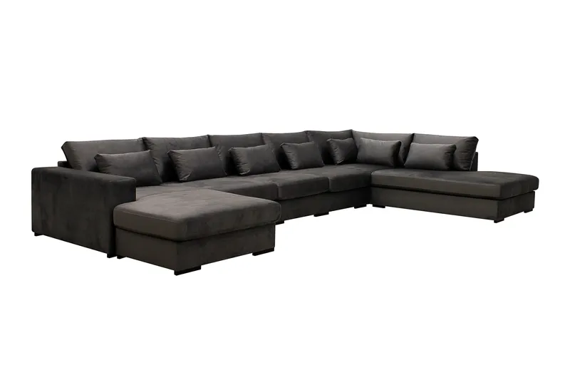 Grande 6-sits U-Soffa med Divan Vänster - Mörkgrå Sammet - Products - Möbler - Soffa - Sammetssoffa