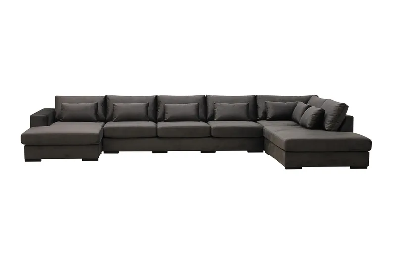Grande 6-sits U-Soffa med Divan Vänster - Mörkgrå Sammet - Products - Möbler - Soffa - Sammetssoffa