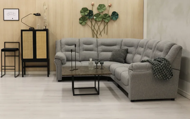 Hörnsoffa grå 5-sits - Peking - Grå - Products - Möbler - Soffa - Hörnsoffa