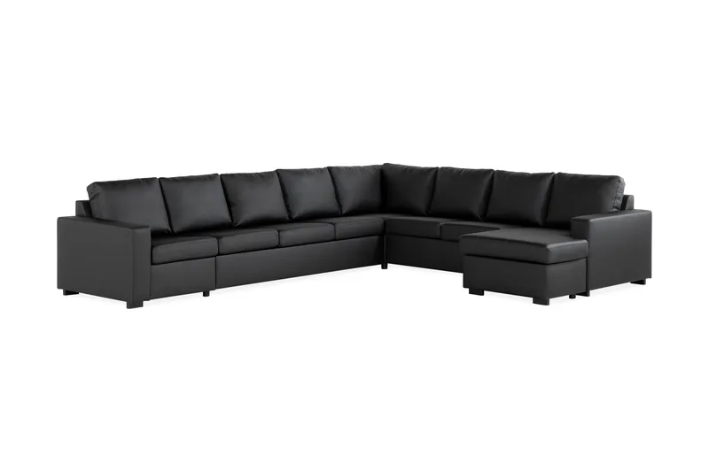 Crazy 7-sits Högervänd U-formad XX-Large Hörnsoffa med divan i Konstläder - Svart - Products - Möbler - Soffa - Hörnsoffa - Hörnsoffa med divan