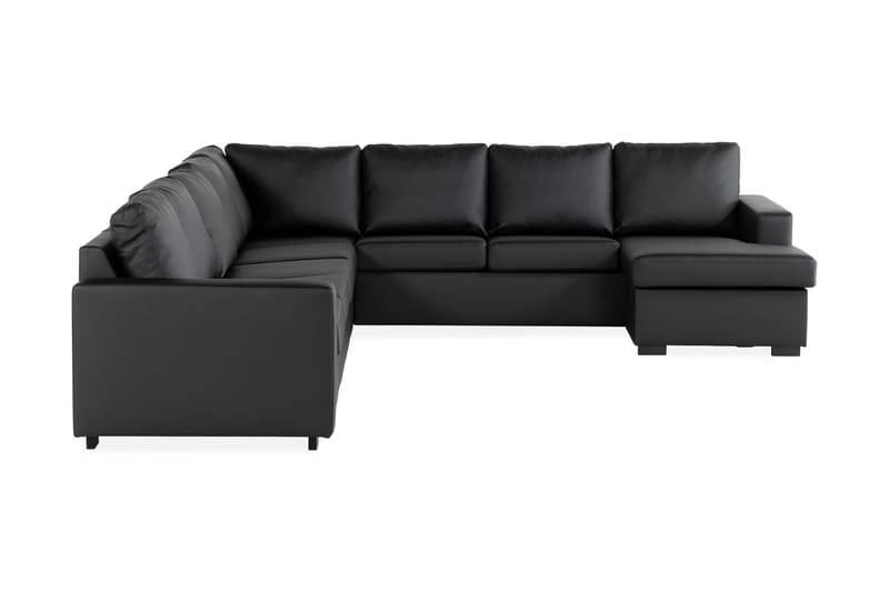 Crazy 7-sits Högervänd U-formad XX-Large Hörnsoffa med divan i Konstläder, Svart