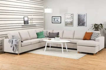 Crazy 7-sits Högervänd U-formad XX-Large Hörnsoffa med divan i Tyg - Beige - Products - Möbler - Soffa - Hörnsoffa - Hörnsoffa med divan