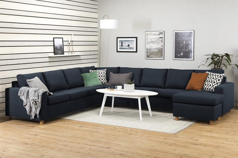 Crazy 7-sits Högervänd U-formad XX-Large Hörnsoffa med divan i Tyg - Blå - Products - Möbler - Soffa - Hörnsoffa - Hörnsoffa med divan