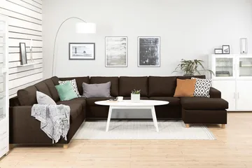 Crazy 7-sits Högervänd U-formad XX-Large Hörnsoffa med divan i Tyg - Brun - Products - Möbler - Soffa - Hörnsoffa - Hörnsoffa med divan