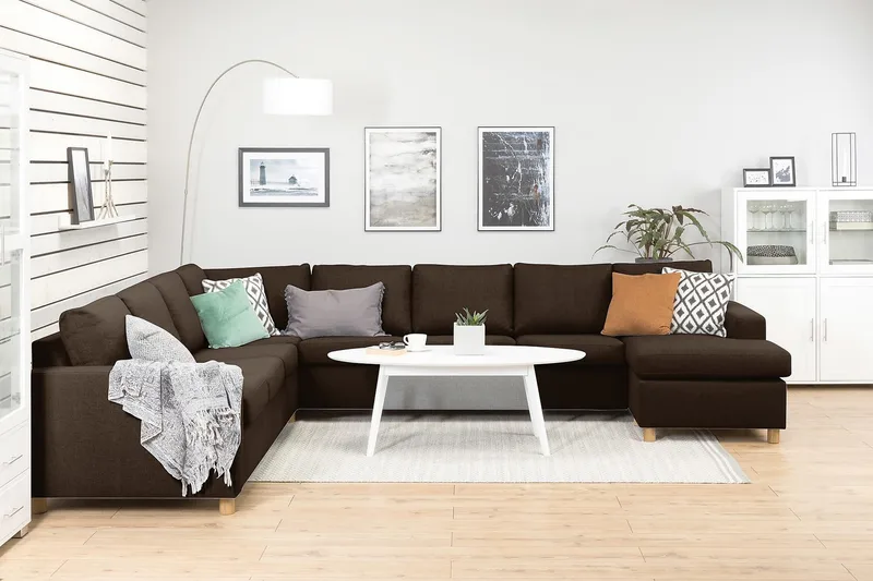 Crazy 7-sits Högervänd U-formad XX-Large Hörnsoffa med divan i Tyg - Brun - Products - Möbler - Soffa - Hörnsoffa - Hörnsoffa med divan