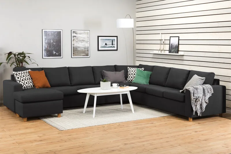 Crazy 7-sits Vändbar U-formad XX-Large Hörnsoffa med divan i Tyg - Antracit - Products - Möbler - Soffa - Hörnsoffa