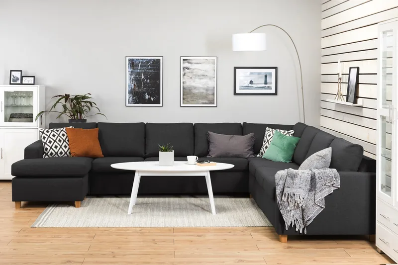 Crazy 7-sits Vändbar U-formad XX-Large Hörnsoffa med divan i Tyg - Antracit - Products - Möbler - Soffa - Hörnsoffa