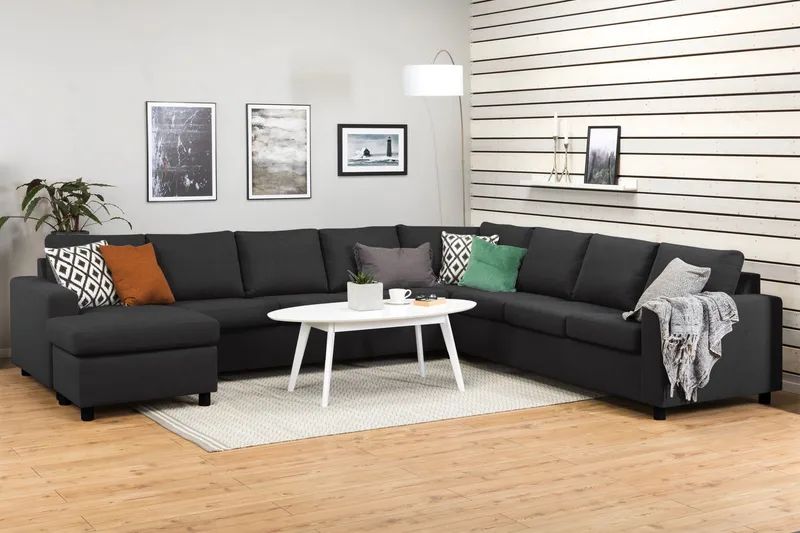 Crazy 7-sits Vändbar U-formad XX-Large Hörnsoffa med divan i Tyg - Antracit - Products - Möbler - Soffa - Hörnsoffa