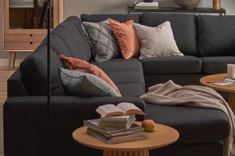 Crazy 7-sits Vändbar U-formad XX-Large Hörnsoffa med divan i Tyg - Antracit - Products - Möbler - Soffa - Hörnsoffa