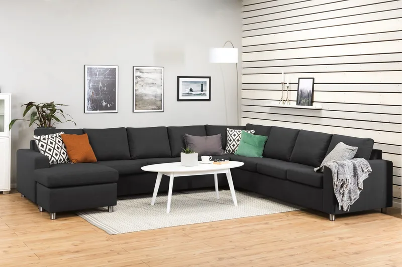 Crazy 7-sits Vändbar U-formad XX-Large Hörnsoffa med divan i Tyg - Antracit - Products - Möbler - Soffa - Hörnsoffa