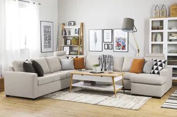 Crazy 7-sits Vändbar U-formad XX-Large Hörnsoffa med divan i Tyg - Beige - Products - Möbler - Soffa - Hörnsoffa