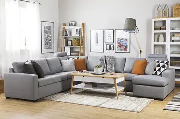 Crazy 7-sits Vändbar U-formad XX-Large Hörnsoffa med divan i Tyg - Grå - Products - Möbler - Soffa - Hörnsoffa