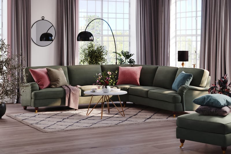 Howard Lyx 6-sits Högervänd L-formad Hörnsoffa i Manchester - Mörkgrön - Products - Möbler - Soffa - Hörnsoffa