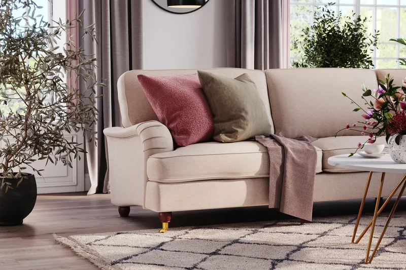 Howard Lyx 6-sits Högervänd L-formad Hörnsoffa i Tyg - Beige - Products - Möbler - Soffa - Hörnsoffa