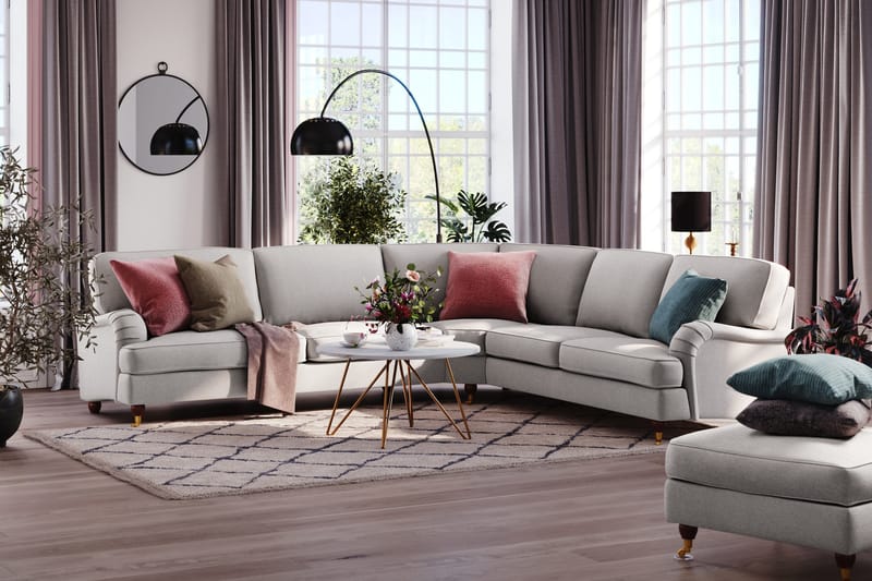 Howard Lyx 6-sits Högervänd L-formad Hörnsoffa i Tyg - Ljusgrå - Products - Möbler - Soffa - Hörnsoffa
