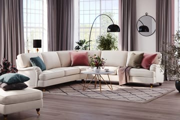 Howard Lyx 6-sits Vänstervänd L-formad Hörnsoffa i Sammet - Krämvit - Products - Möbler - Soffa - Hörnsoffa