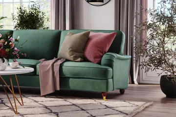 Howard Lyx 6-sits Vänstervänd L-formad Hörnsoffa i Sammet - Mörkgrön - Products - Möbler - Soffa - Hörnsoffa