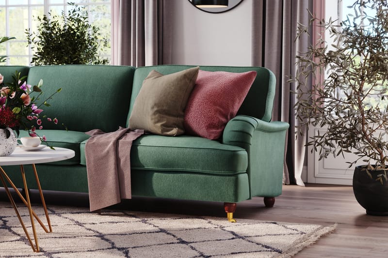 Howard Lyx 6-sits Vänstervänd L-formad Hörnsoffa i Sammet - Mörkgrön - Products - Möbler - Soffa - Hörnsoffa