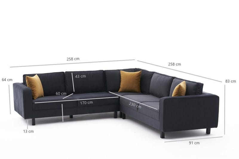 Kaletea Soffa m. Divan 4-sits - Mörkgrå - Products - Möbler - Soffa - Hörnsoffa
