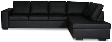 Solna soffa i svart PU öppet avslut 3A - Svart - Products - Möbler - Soffa - Hörnsoffa