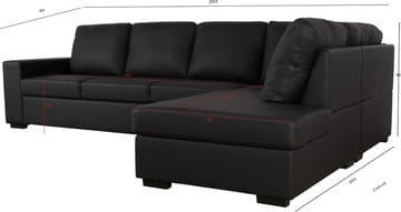Solna soffa i svart PU öppet avslut 3A - Svart - Products - Möbler - Soffa - Hörnsoffa