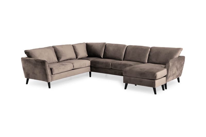 Trend 5-sits Högervänd L-formad Hörnsoffa med Divan i Sammet - Brun - Products - Möbler - Soffa - Hörnsoffa