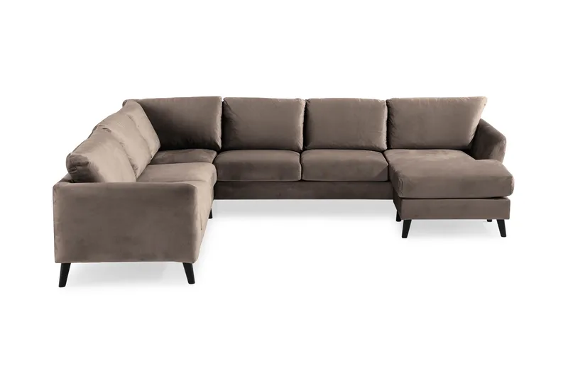 Trend 5-sits Högervänd L-formad Hörnsoffa med Divan i Sammet - Brun - Products - Möbler - Soffa - Hörnsoffa