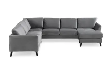 Trend 5-sits Högervänd L-formad Hörnsoffa med Divan i Sammet - Ljusgrå - Products - Möbler - Soffa - Hörnsoffa