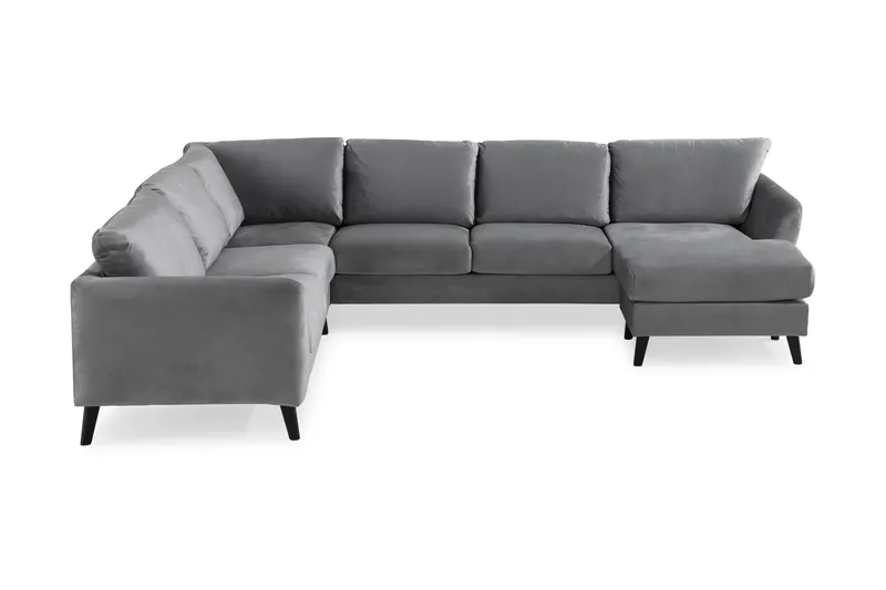 Trend 5-sits Högervänd L-formad Hörnsoffa med Divan i Sammet - Ljusgrå - Products - Möbler - Soffa - Hörnsoffa