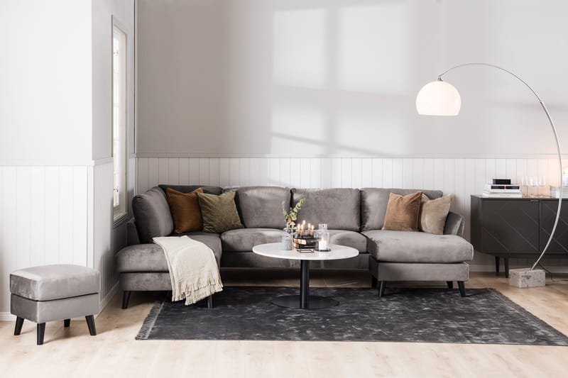 Trend 5-sits Högervänd L-formad Hörnsoffa med Divan i Sammet - Mörkgrå - Products - Möbler - Soffa - Hörnsoffa