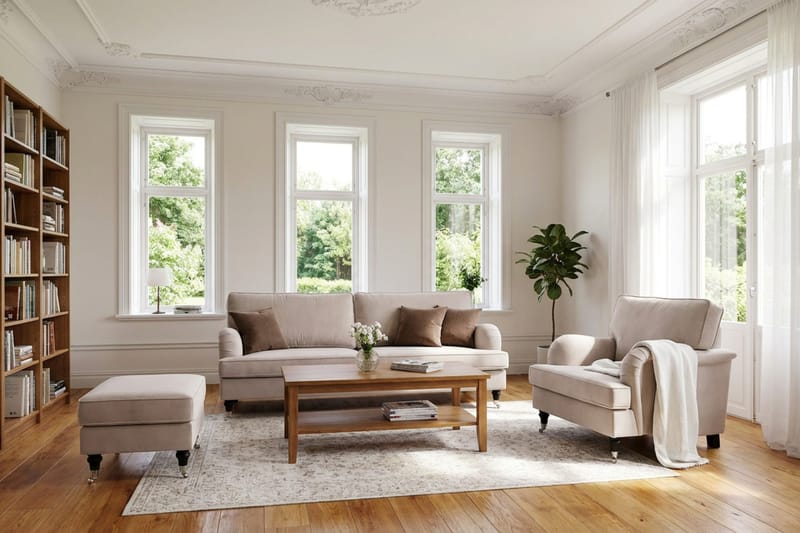 Howard Classic 3-sits Sammetsoffa - Beige - Products - Möbler - Soffa - 3 sits soffa