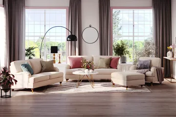 Howard Lyx 3-sits Manchestersoffa - Beige - Products - Möbler - Soffa - 3 sits soffa