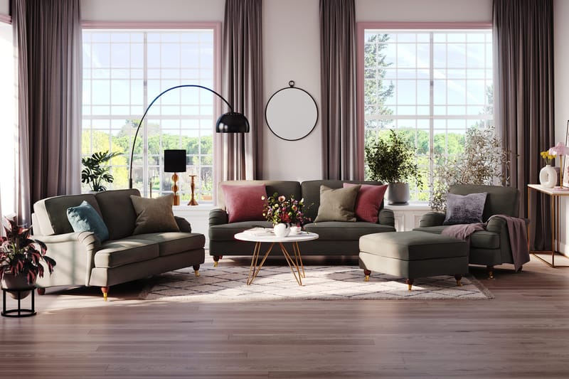 Howard Lyx 3-sits Manchestersoffa - Mörkgrå - Products - Möbler - Soffa - 3 sits soffa