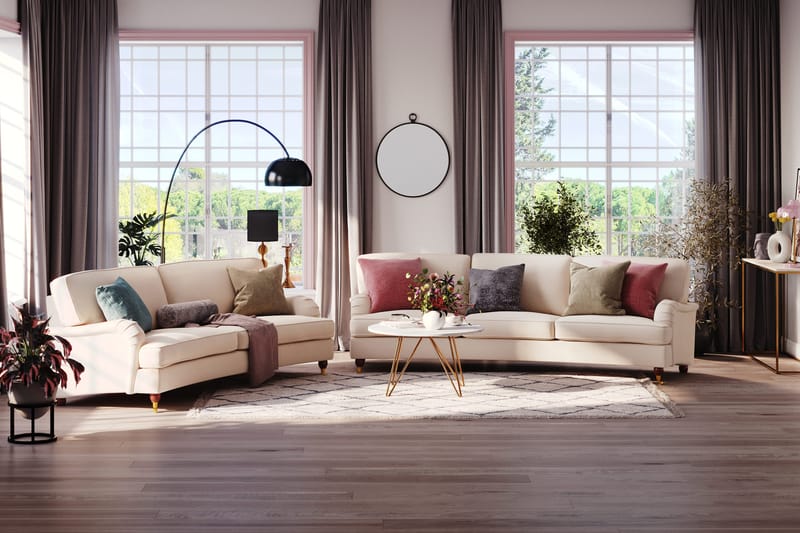 Howard Lyx 3-sits Svängd Manchestersoffa - Beige - Products - Möbler - Soffa - 3 sits soffa