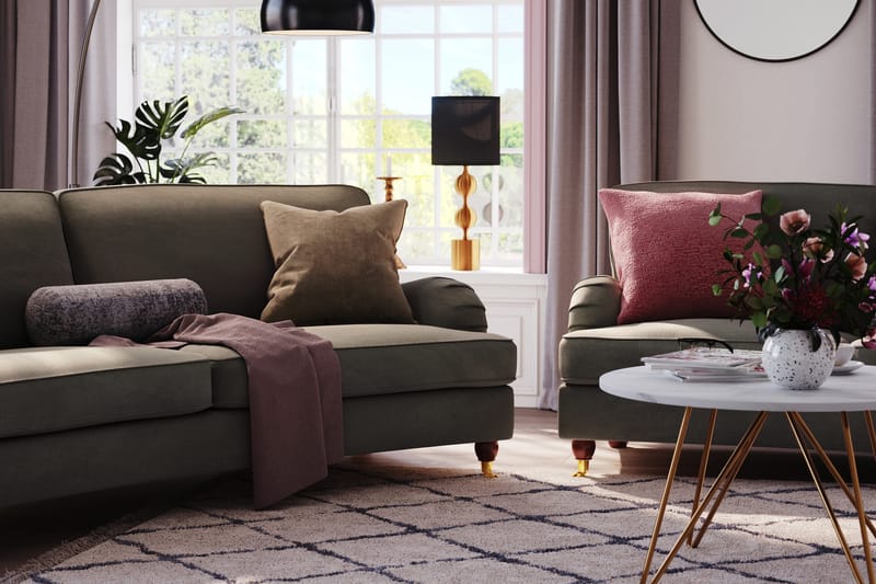 Howard Lyx 3-sits Svängd Manchestersoffa - Mörkgrå - Products - Möbler - Soffa - 3 sits soffa