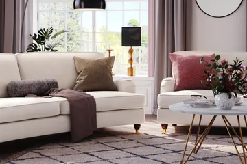 Howard Lyx 3-sits Svängd Sammetssoffa - Krämvit - Products - Möbler - Soffa - 3 sits soffa