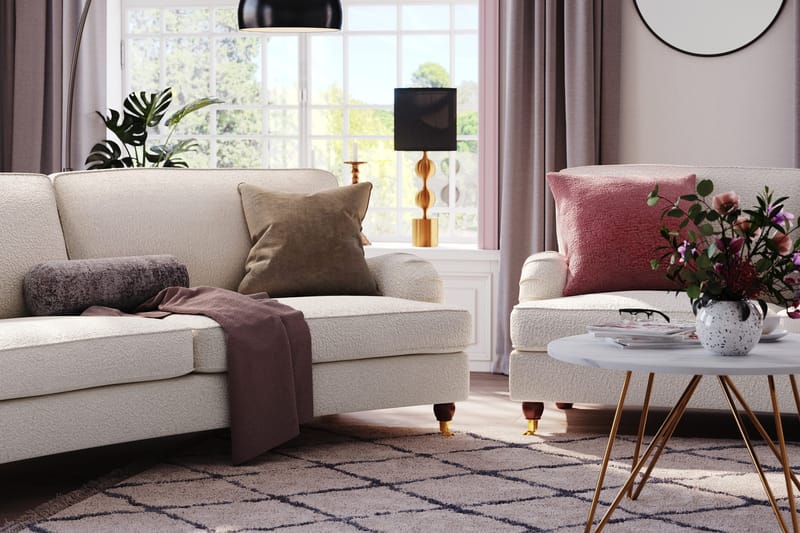 Howard Lyx 3-sits Svängd Soffa i Bouclé - Vit - Products - Möbler - Soffa - 3 sits soffa