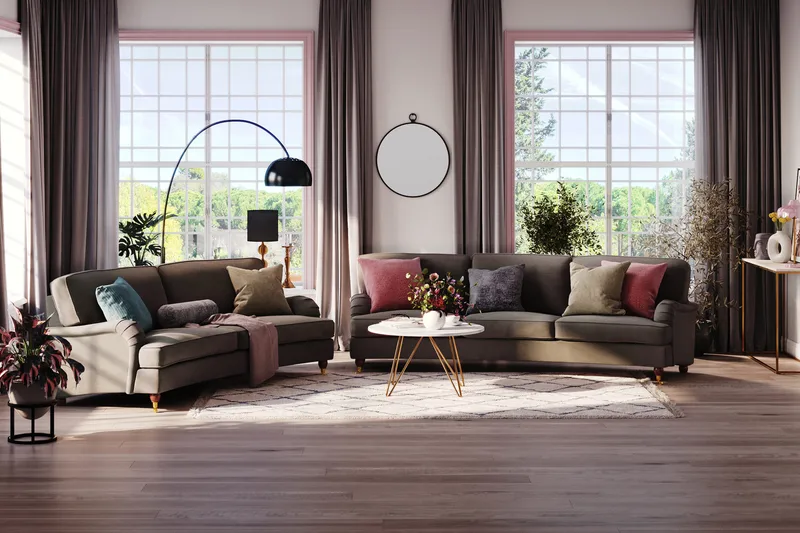 Howard Lyx 4-sits Svängd Manchestersoffa - Mörkgrå - Products - Möbler - Soffa - Howardsoffa