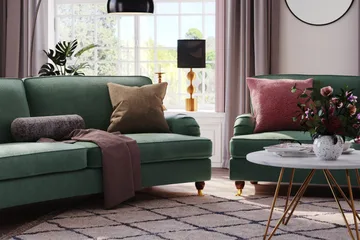 Howard Lyx 4-sits Svängd Sammetssoffa - Mörkgrön - Products - Möbler - Soffa - Sammetssoffa