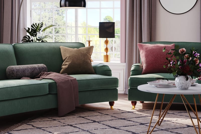 Howard Lyx 4-sits Svängd Sammetssoffa - Mörkgrön - Products - Möbler - Soffa - Sammetssoffa
