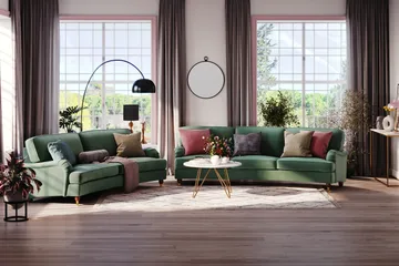 Howard Lyx 4-sits Svängd Sammetssoffa - Mörkgrön - Products - Möbler - Soffa - Sammetssoffa