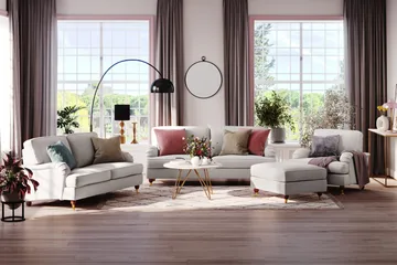 Howard Lyx 4-sits Tygsoffa - Ljusgrå - Products - Möbler - Soffa - Howardsoffa