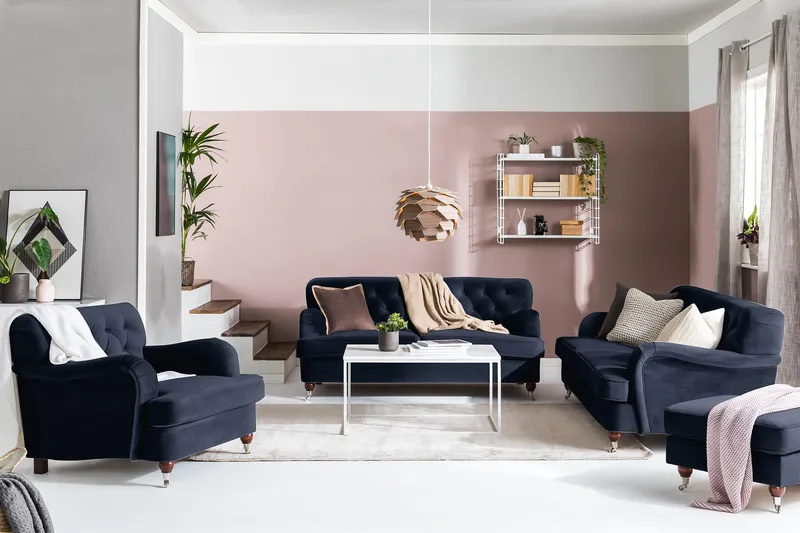 Howard Riviera 3-sits Sammetssoffa - Blå - Products - Möbler - Soffa - 3 sits soffa