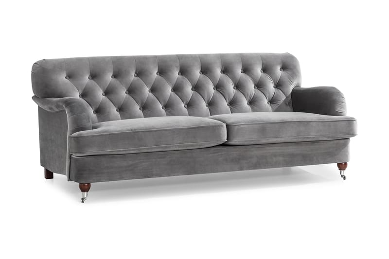 Howard Riviera 3-sits Sammetssoffa - Ljusgrå - Products - Möbler - Soffa - 3 sits soffa