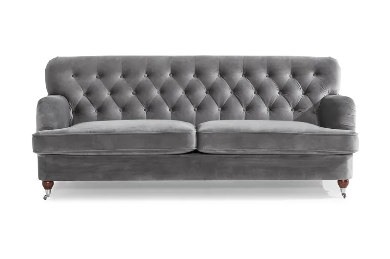Howard Riviera 3-sits Sammetssoffa - Ljusgrå - Products - Möbler - Soffa - 3 sits soffa