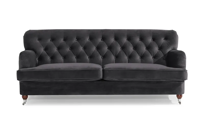 Howard Riviera 3-sits Sammetssoffa - Mörkgrå - Products - Möbler - Soffa - 3 sits soffa