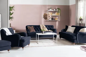 Howard Riviera 3-sits Svängd Sammetssoffa - Blå - Products - Möbler - Soffa - 3 sits soffa