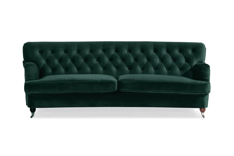 Howard Riviera 3-sits Svängd Sammetssoffa - Grön - Products - Möbler - Soffa - 3 sits soffa