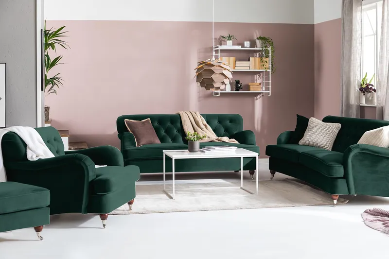 Howard Riviera 3-sits Svängd Sammetssoffa - Grön - Products - Möbler - Soffa - 3 sits soffa